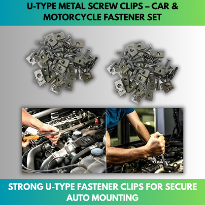 U-Type Metal Screw Clips – Car & Motorcycle Fastener Set