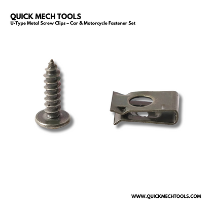 U-Type Metal Screw Clips – Car & Motorcycle Fastener Set