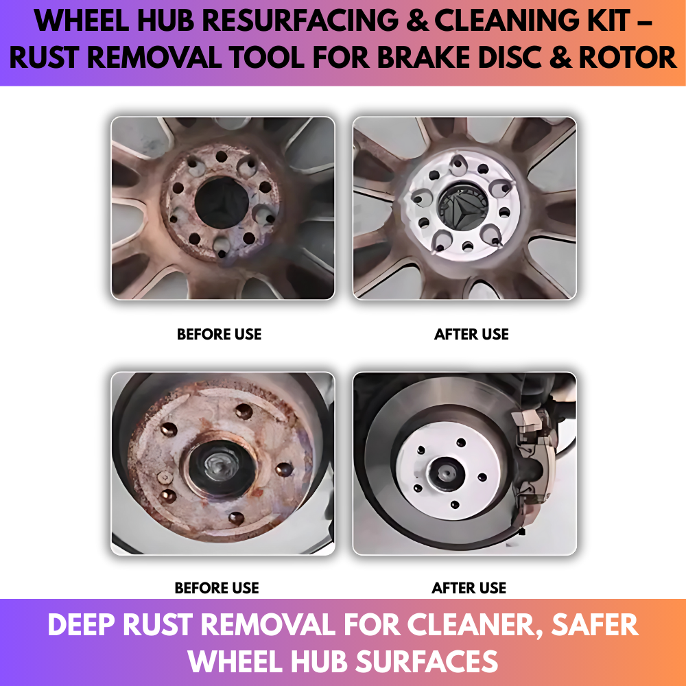 Wheel Rotor Cleaner Wheel Hub Resurfacing & Cleaning Kit – Rust Removal Tool for Brake Dis ...