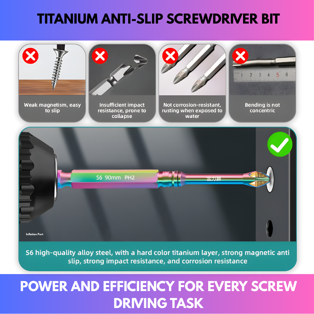 Titanium Anti-Slip Screwdriver Bit