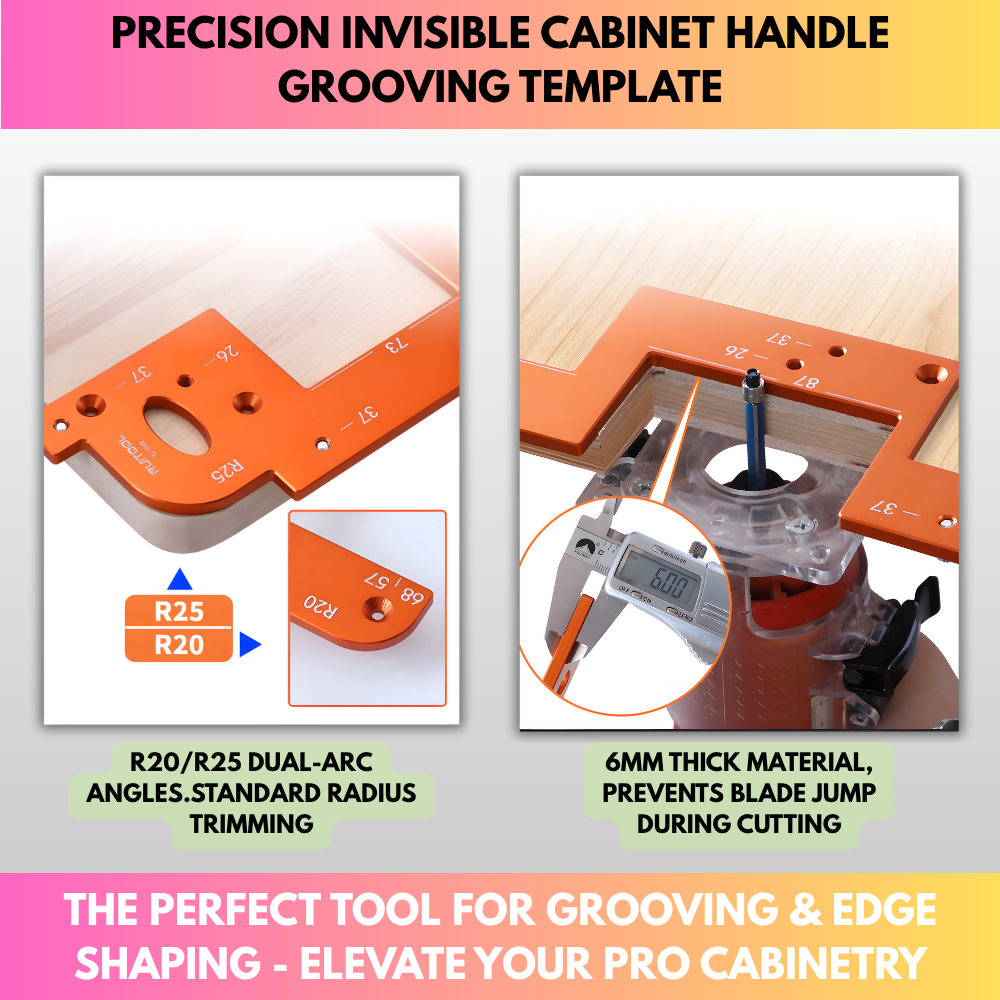 Precision Invisible Cabinet Handle Grooving Template