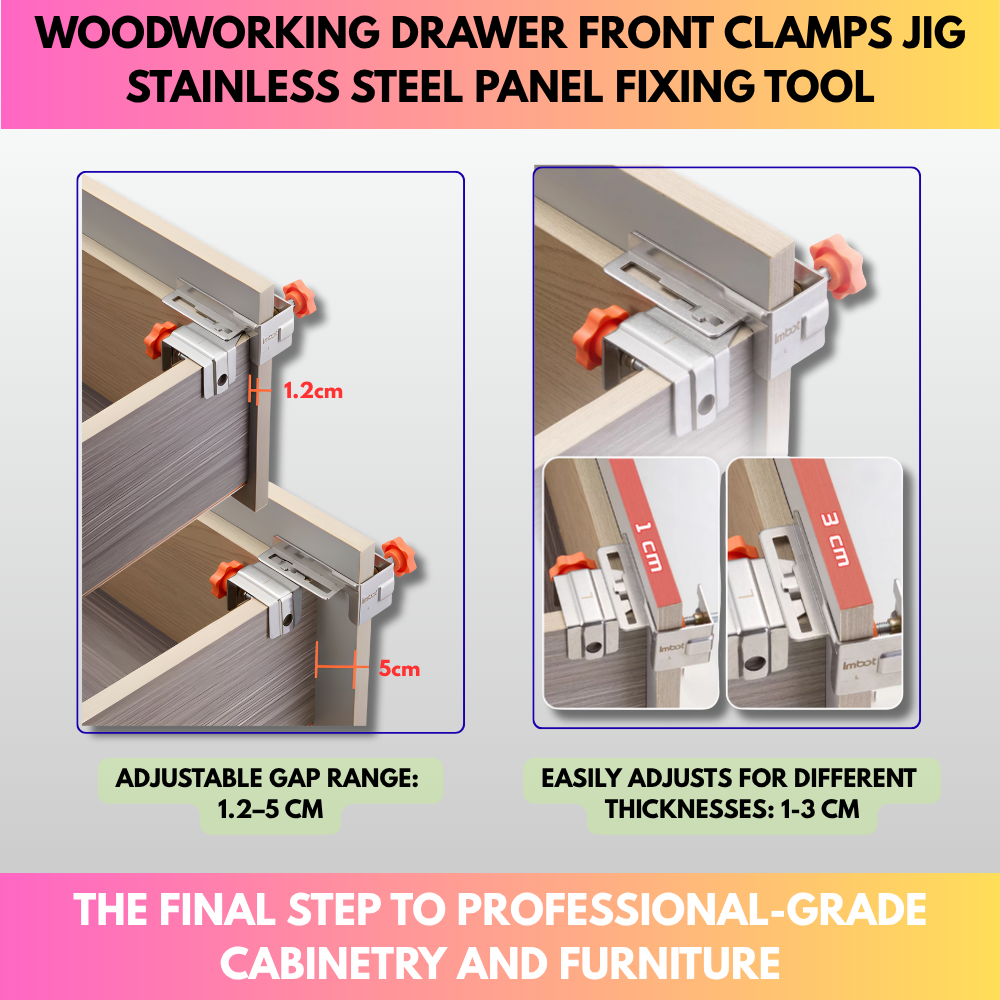 Woodworking Drawer Front Clamps Jig - Stainless Steel Panel Fixing Tool