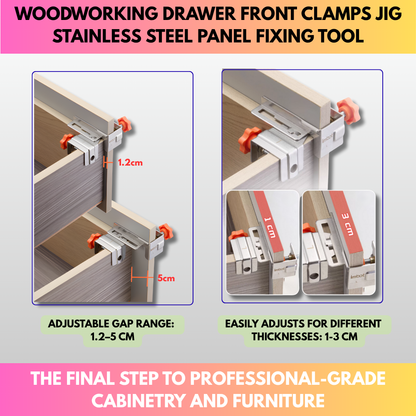 Woodworking Drawer Front Clamps Jig - Stainless Steel Panel Fixing Tool