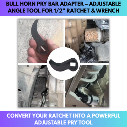 Bull Horn Pry Bar Adapter – Adjustable Angle Tool for 1/2" Ratchet & Wrench