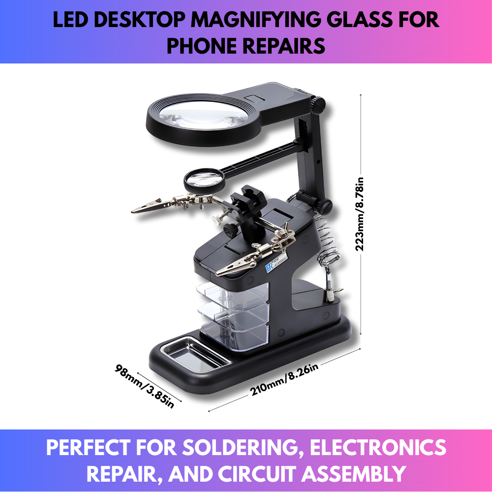 LED Desktop Magnifying Glass for Phone Repairs
