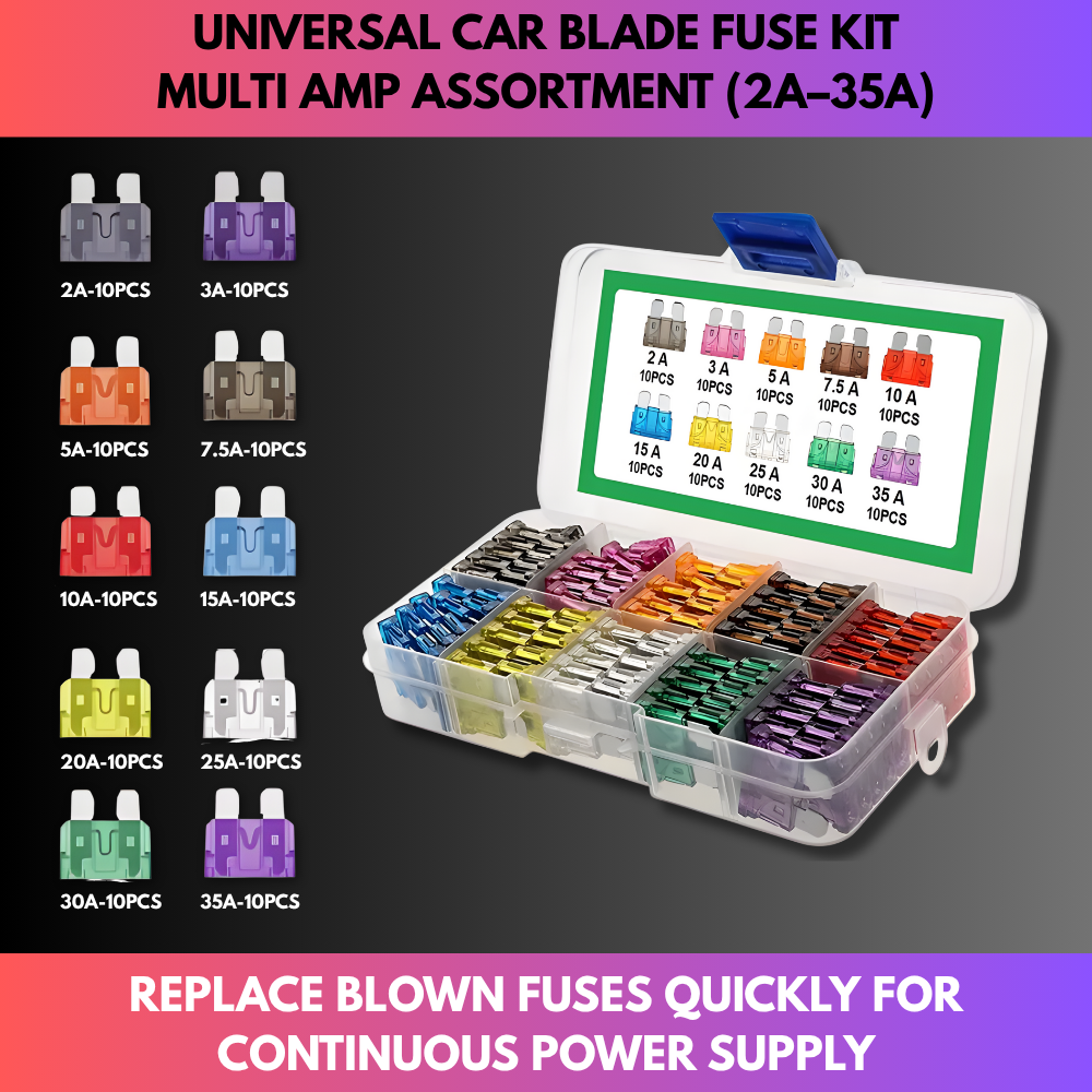 Fuse Box Kit Universal Car Blade Fuse Kit – Multi Amp Assortment (2A–35A) – QMT
