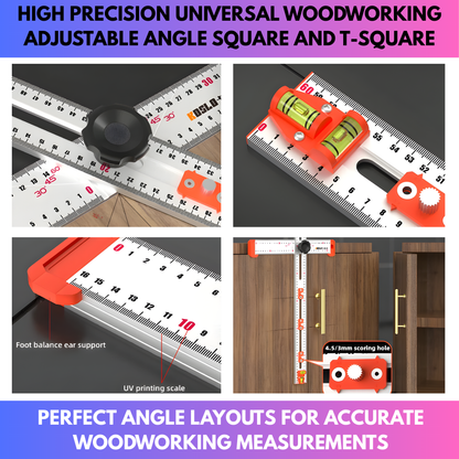 High Precision Universal Woodworking Adjustable Angle Square and T-Square