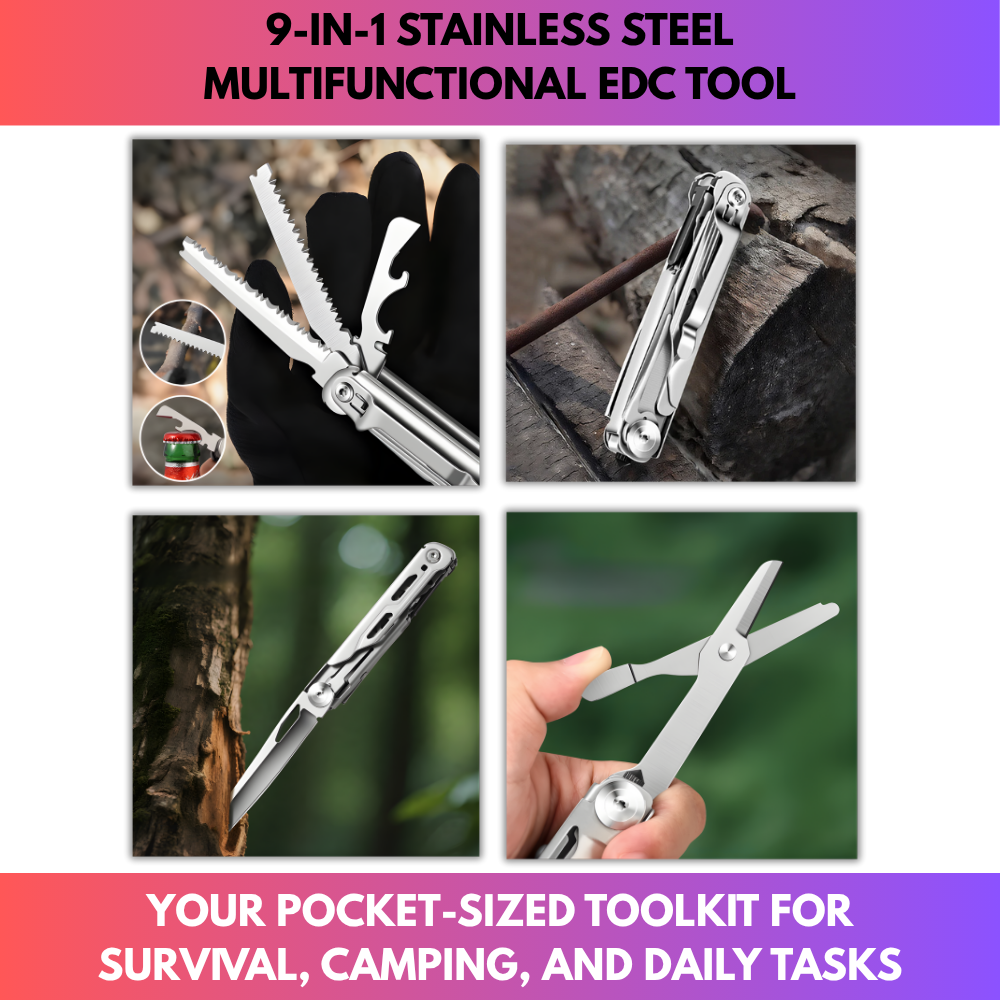 9-in-1 Stainless Steel Multifunctional EDC Tool