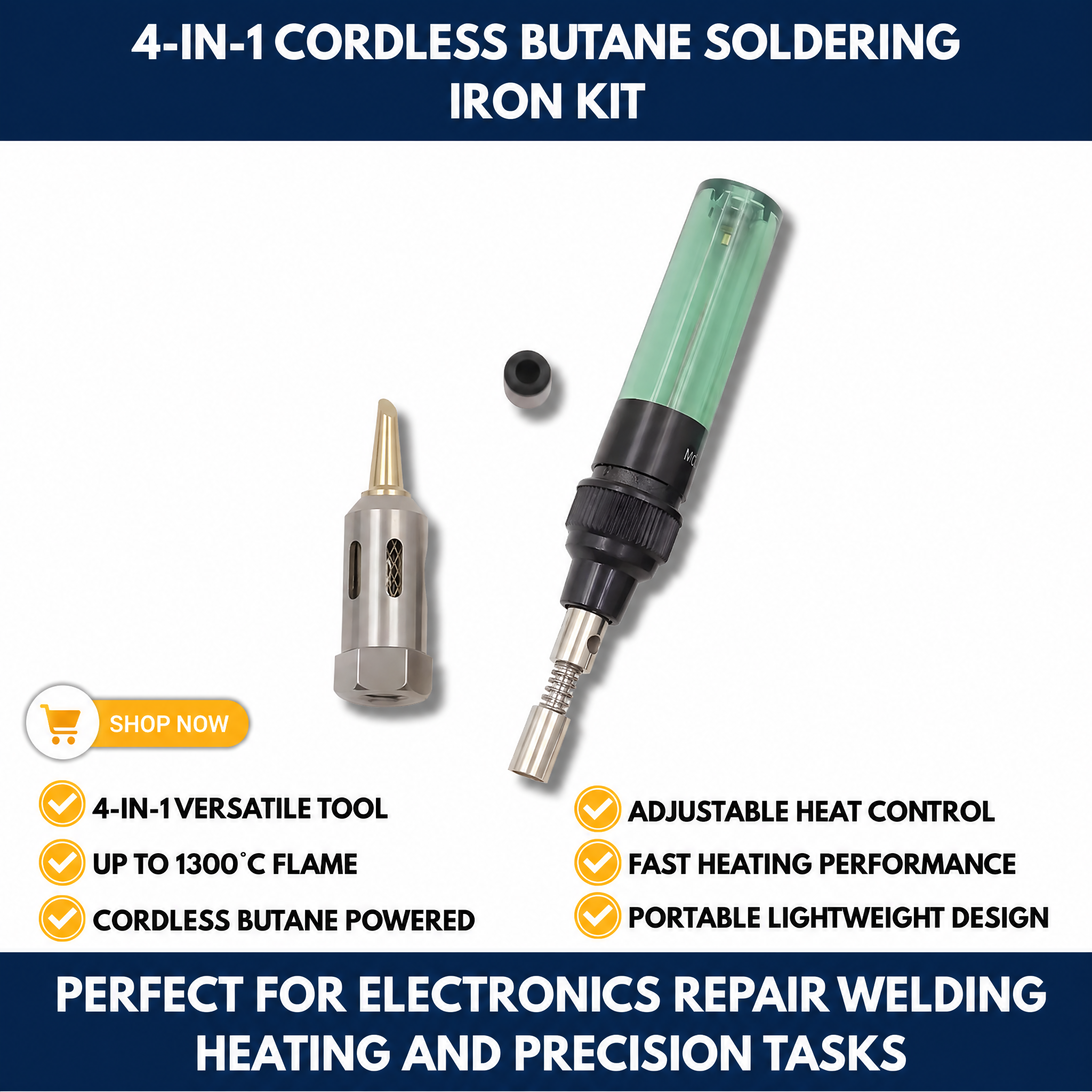4-in-1 Cordless Butane Soldering Iron Kit