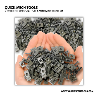 U-Type Metal Screw Clips – Car & Motorcycle Fastener Set