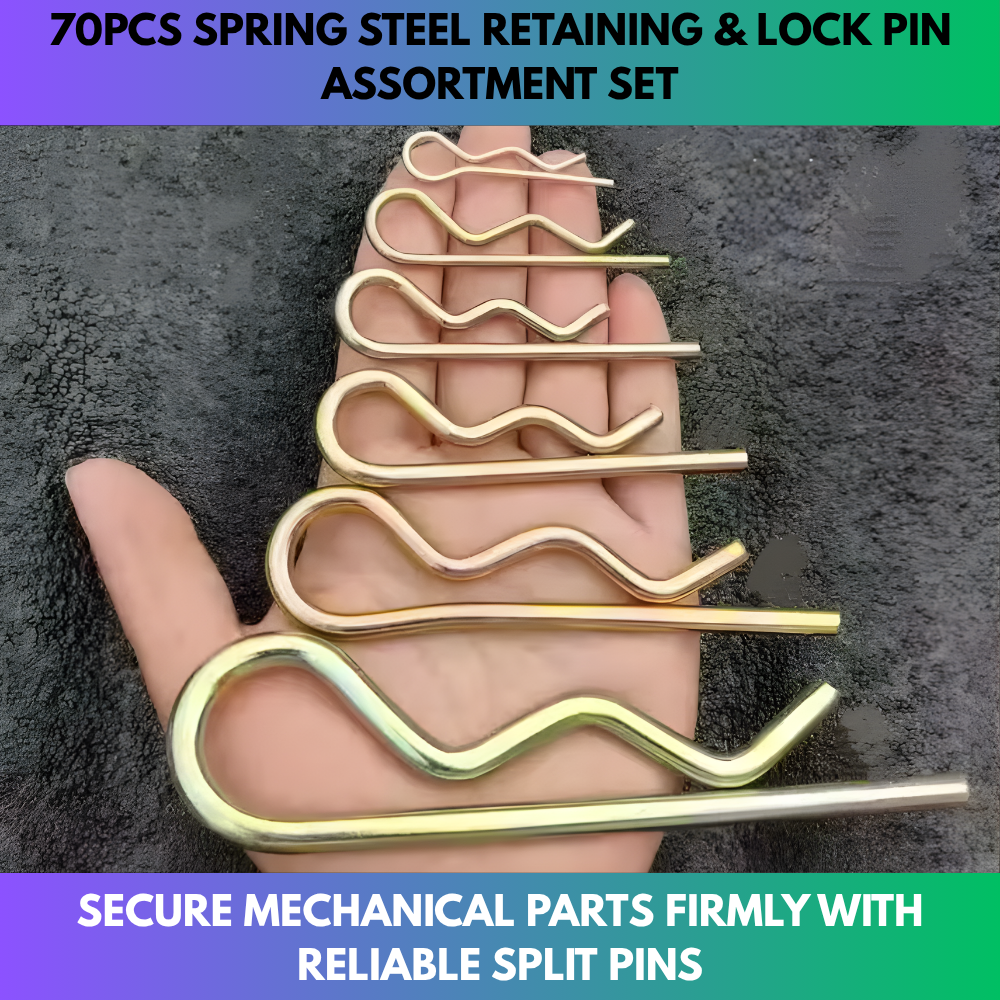 70PCS Spring Steel Retaining & Lock Pin Assortment Set