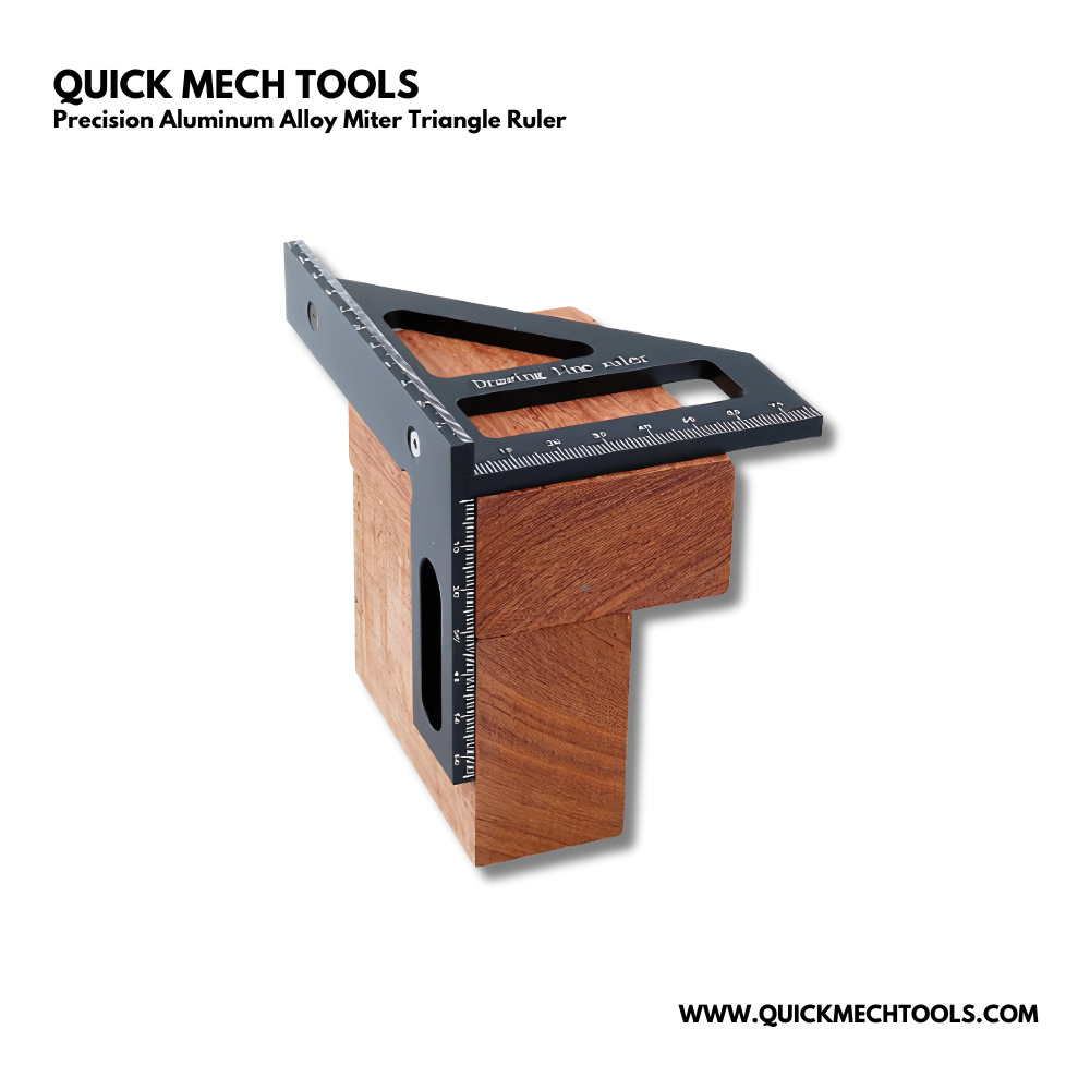 Precision Aluminum Alloy Miter Triangle Ruler – 3D Multifunction Woodworking Square
