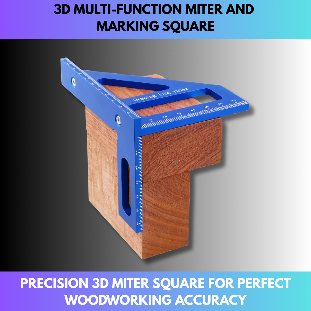 Precision Aluminum Alloy Miter Triangle Ruler – 3D Multifunction Woodworking Square