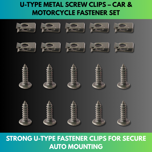 U-Type Metal Screw Clips – Car & Motorcycle Fastener Set