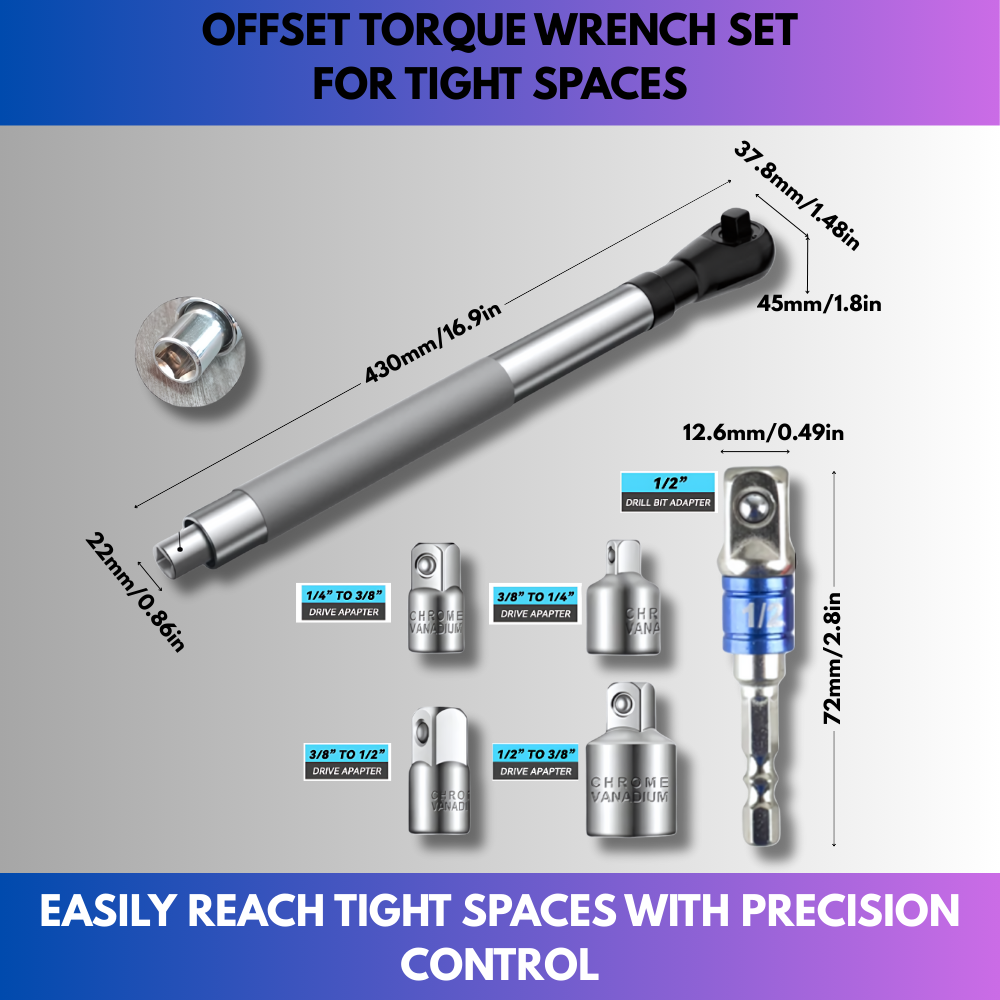Offset Torque Wrench Set For Tight Spaces