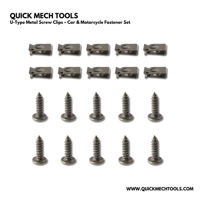 U-Type Metal Screw Clips – Car & Motorcycle Fastener Set