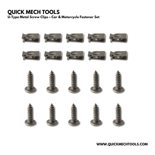 U-Type Metal Screw Clips – Car & Motorcycle Fastener Set