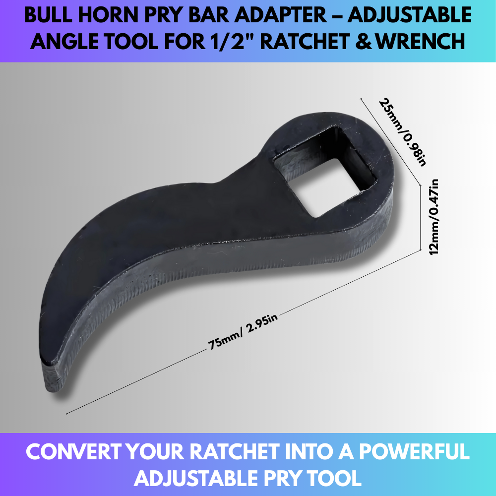 Bull Horn Pry Bar Adapter – Adjustable Angle Tool for 1/2" Ratchet & Wrench