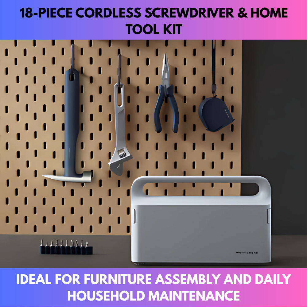 18-Piece Cordless Screwdriver & Home Tool Kit