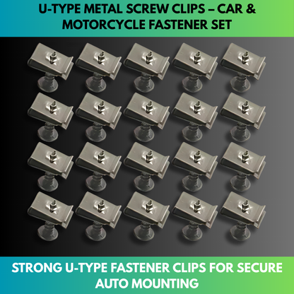U-Type Metal Screw Clips – Car & Motorcycle Fastener Set