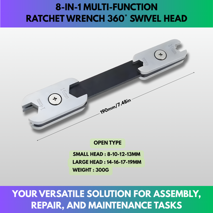 8-in-1 Multi-function Ratchet Wrench 360° Swivel Head