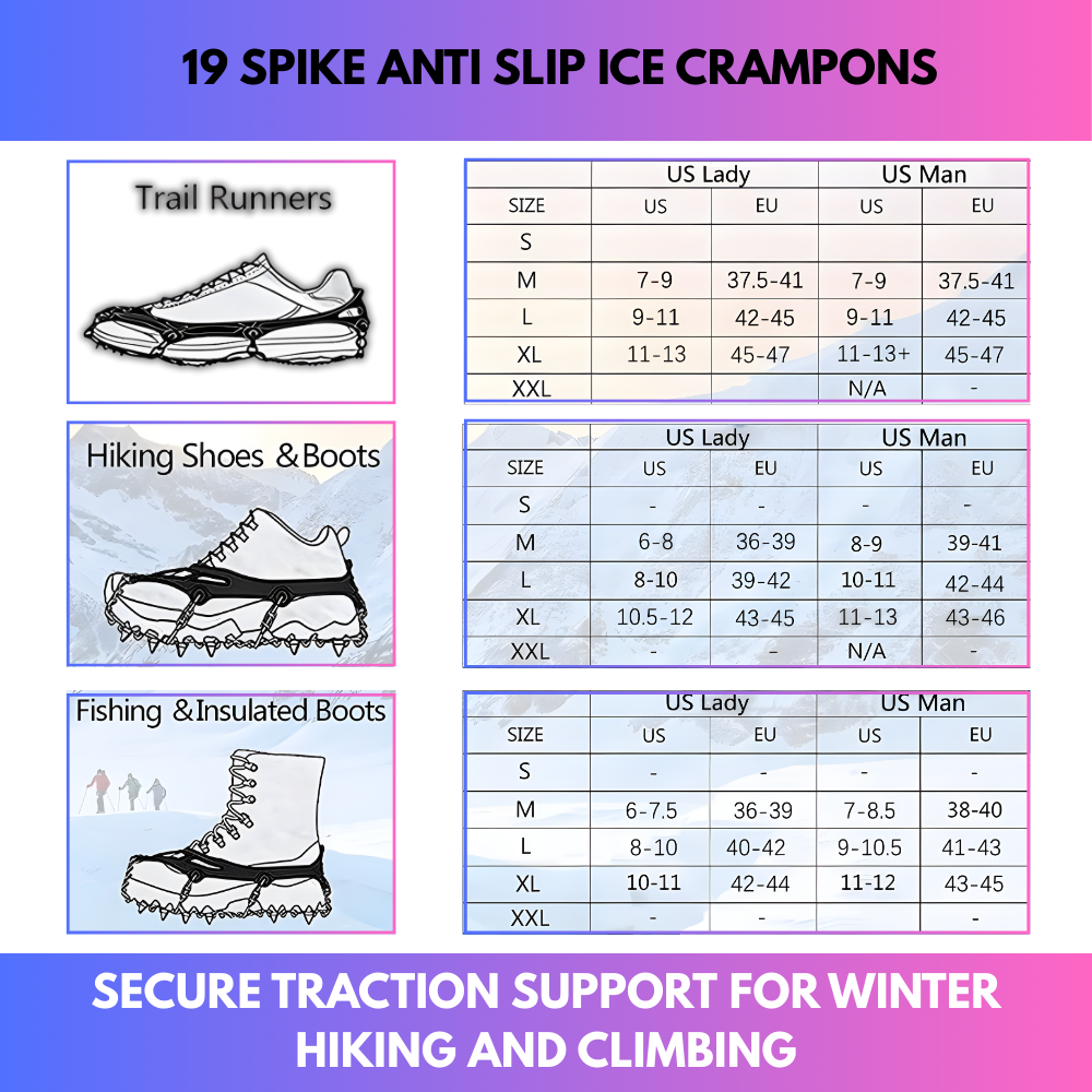 19 Spike Anti Slip Ice Crampons