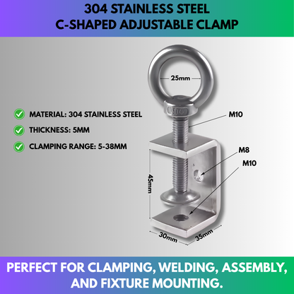 304 Stainless Steel C-Shaped Adjustable Clamp