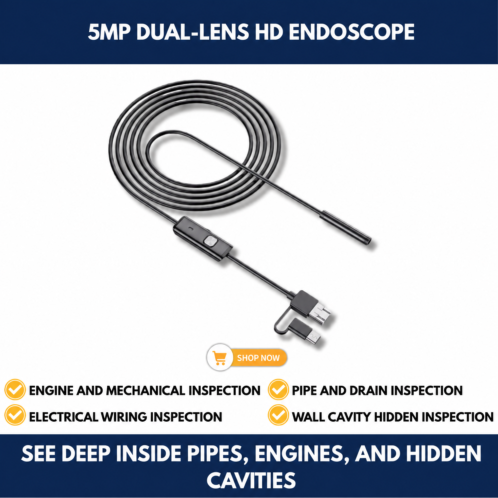 5MP Dual-Lens HD Endoscope