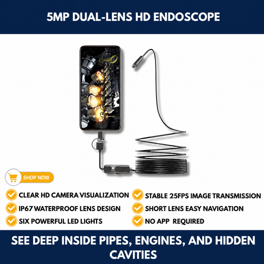 5MP Dual-Lens HD Endoscope