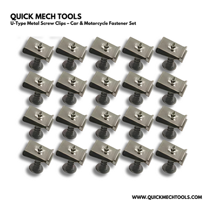 U-Type Metal Screw Clips – Car & Motorcycle Fastener Set