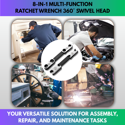 8-in-1 Multi-function Ratchet Wrench 360° Swivel Head