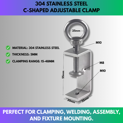 304 Stainless Steel C-Shaped Adjustable Clamp