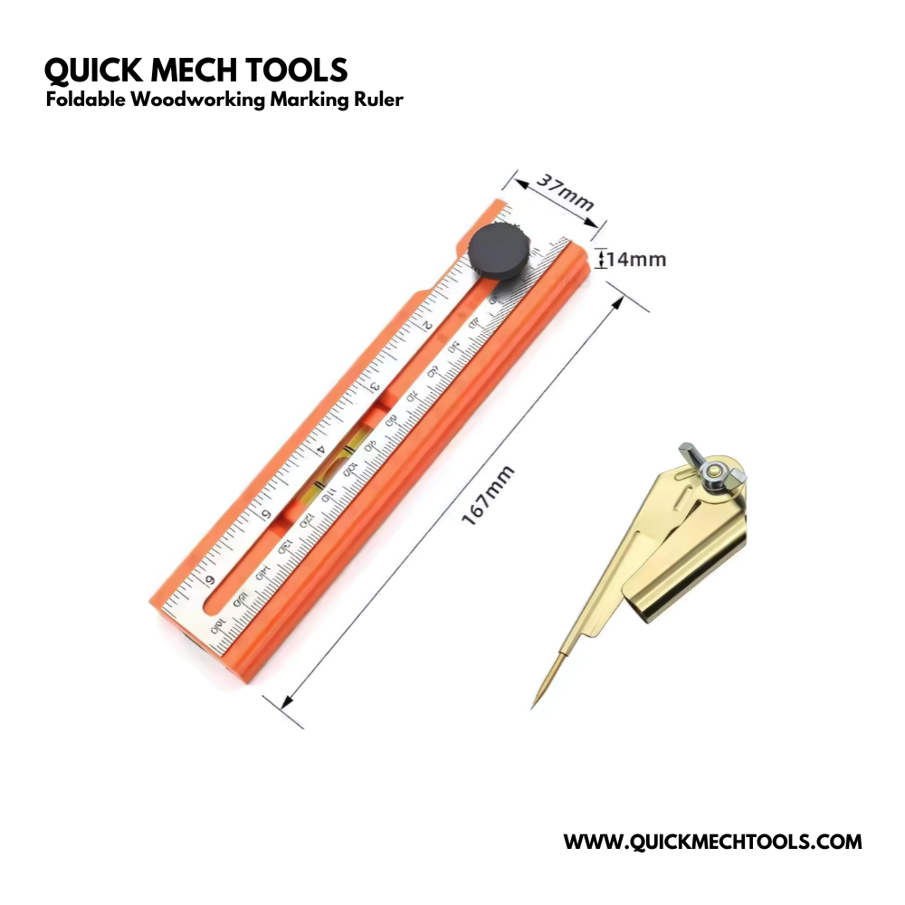 Foldable Woodworking Marking Ruler – Multifunction Measuring Tool – QMT