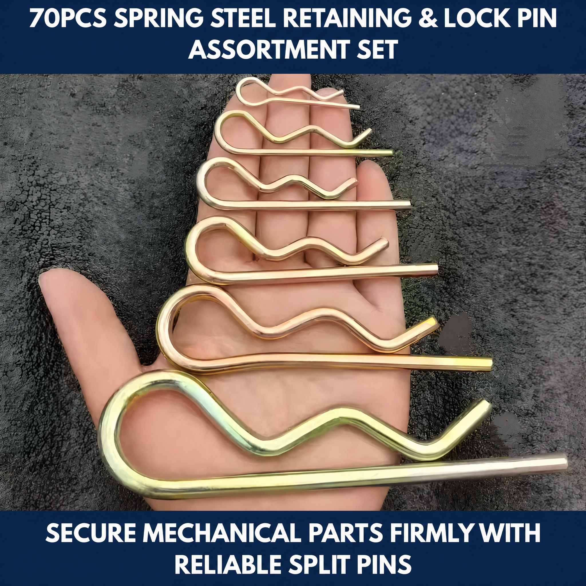 70PCS Spring Steel Retaining & Lock Pin Assortment Set