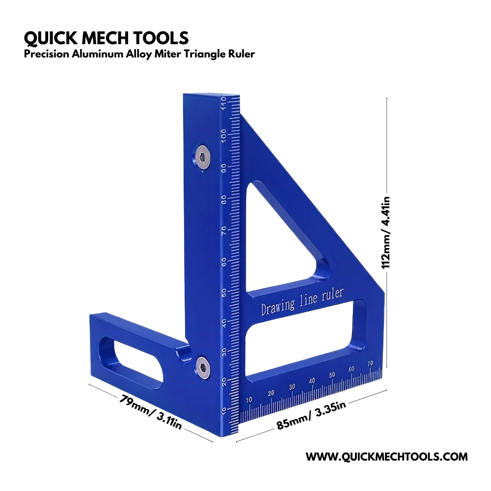 Precision Aluminum Alloy Miter Triangle Ruler – 3D Multifunction Woodworking Square