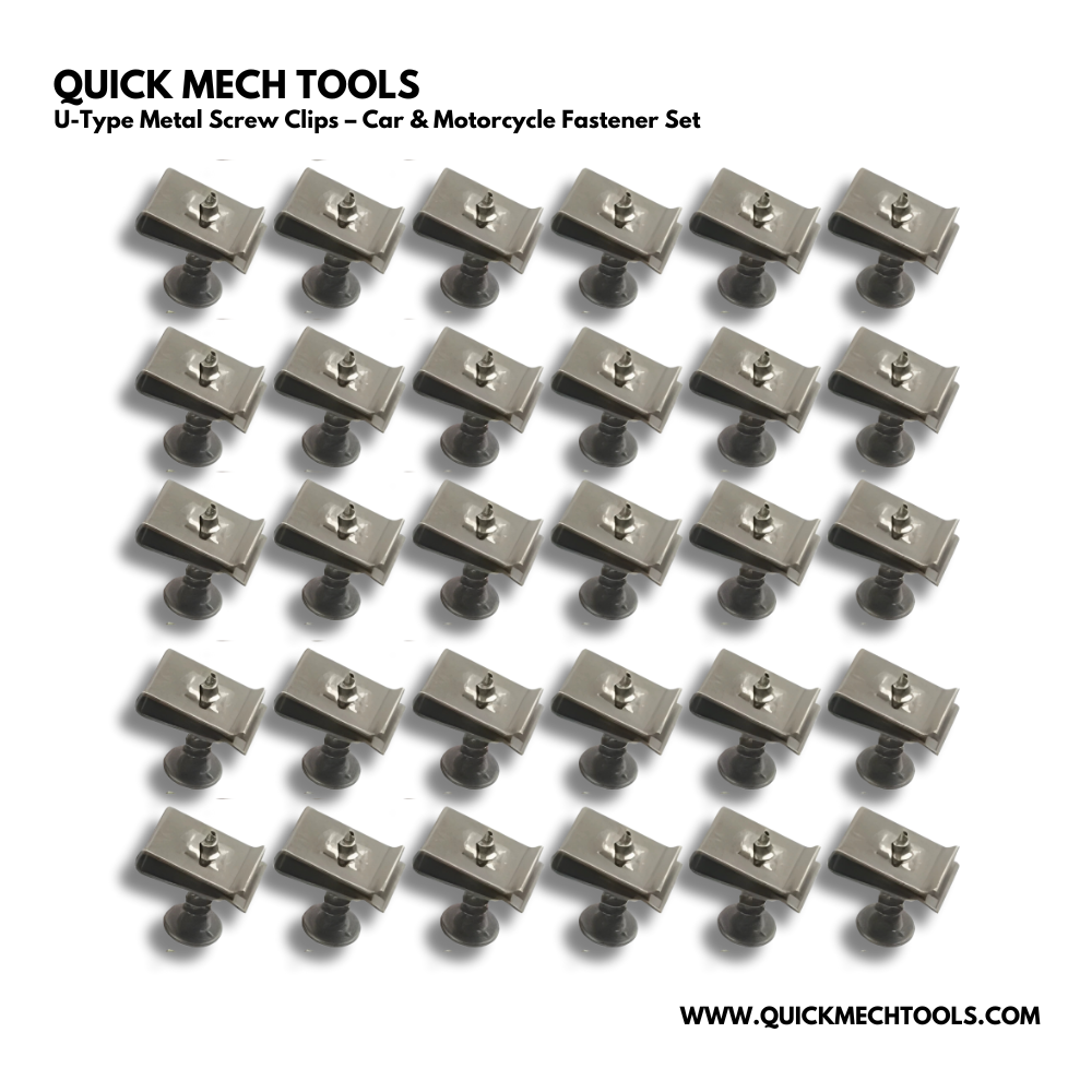 U-Type Metal Screw Clips – Car & Motorcycle Fastener Set