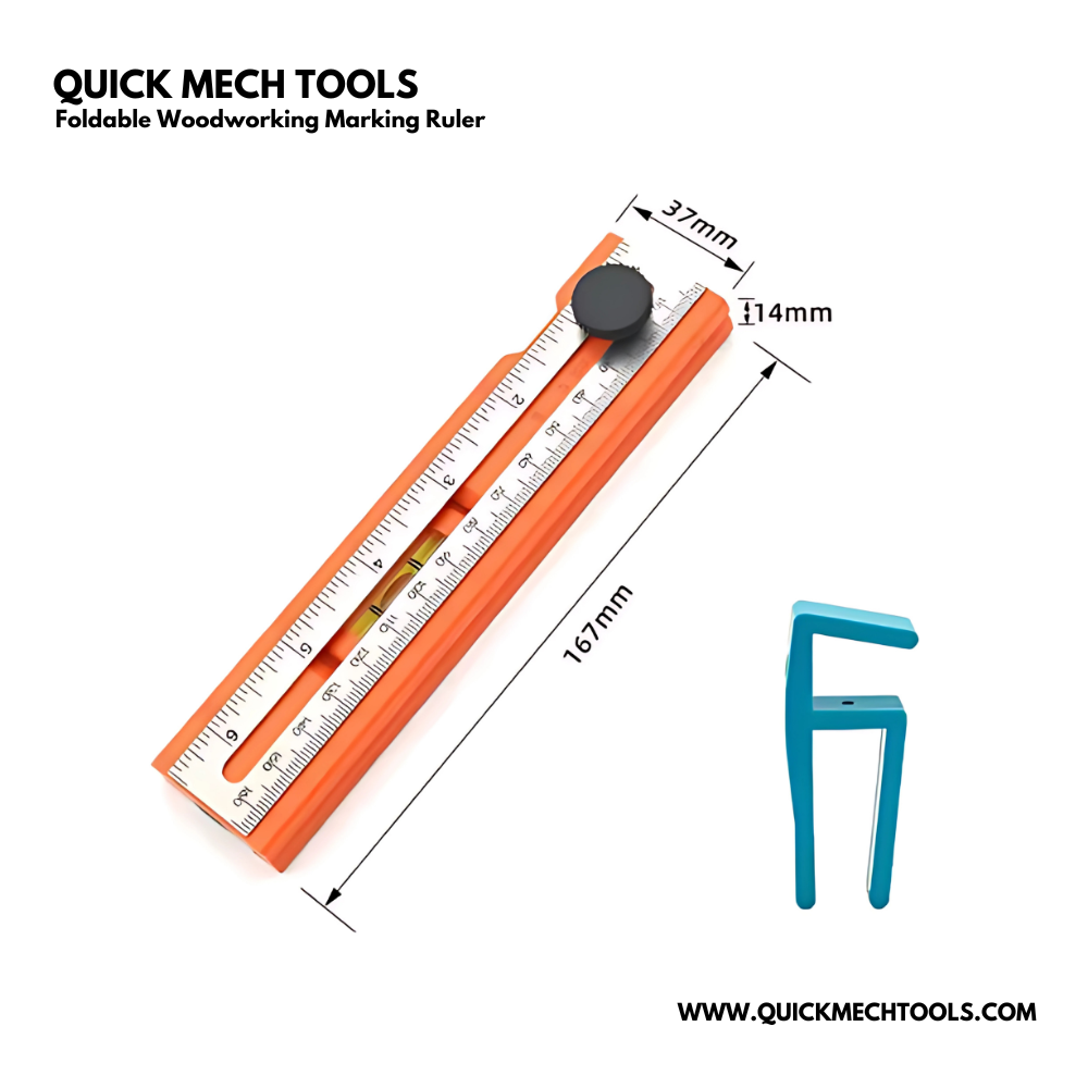 Foldable Woodworking Marking Ruler – Multifunction Measuring Tool – QMT