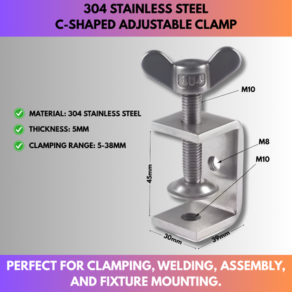 304 Stainless Steel C-Shaped Adjustable Clamp
