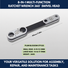 8-in-1 Multi-function Ratchet Wrench 360° Swivel Head view 3