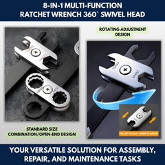 8-in-1 Multi-function Ratchet Wrench 360° Swivel Head view 8