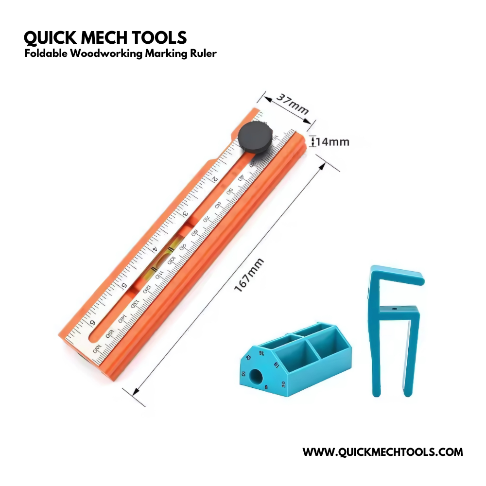 Foldable Woodworking Marking Ruler – Multifunction Measuring Tool – QMT