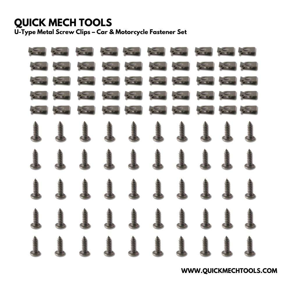 U-Type Metal Screw Clips – Car & Motorcycle Fastener Set