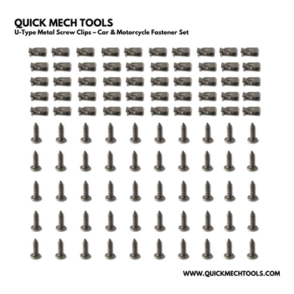 U-Type Metal Screw Clips – Car & Motorcycle Fastener Set