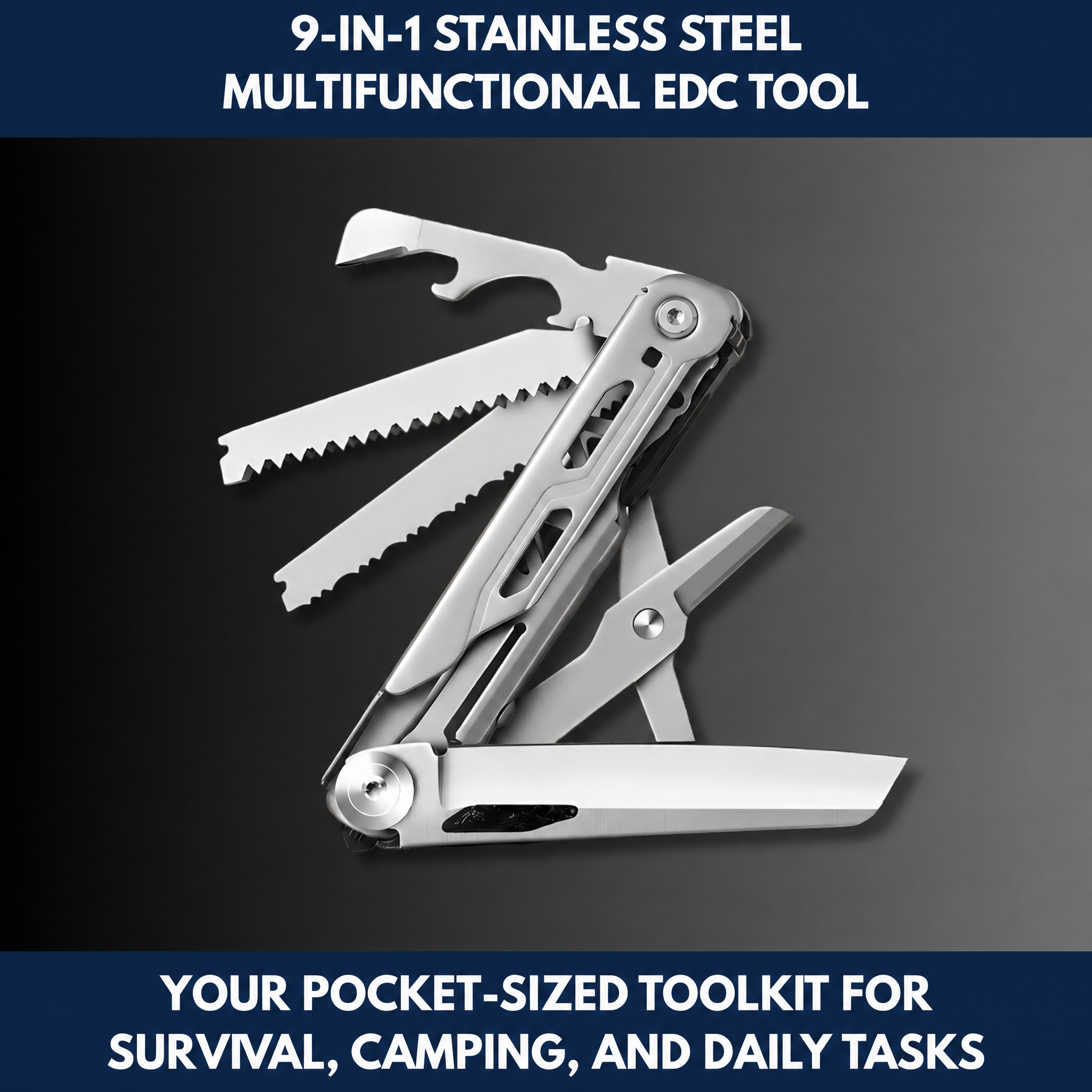 9-in-1 Stainless Steel Multifunctional EDC Tool