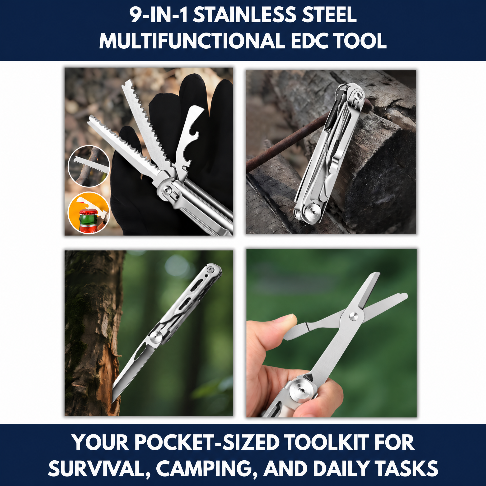 9-in-1 Stainless Steel Multifunctional EDC Tool