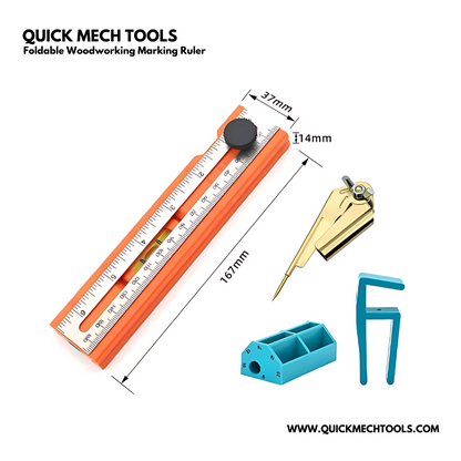 Foldable Woodworking Marking Ruler – Multifunction Measuring Tool