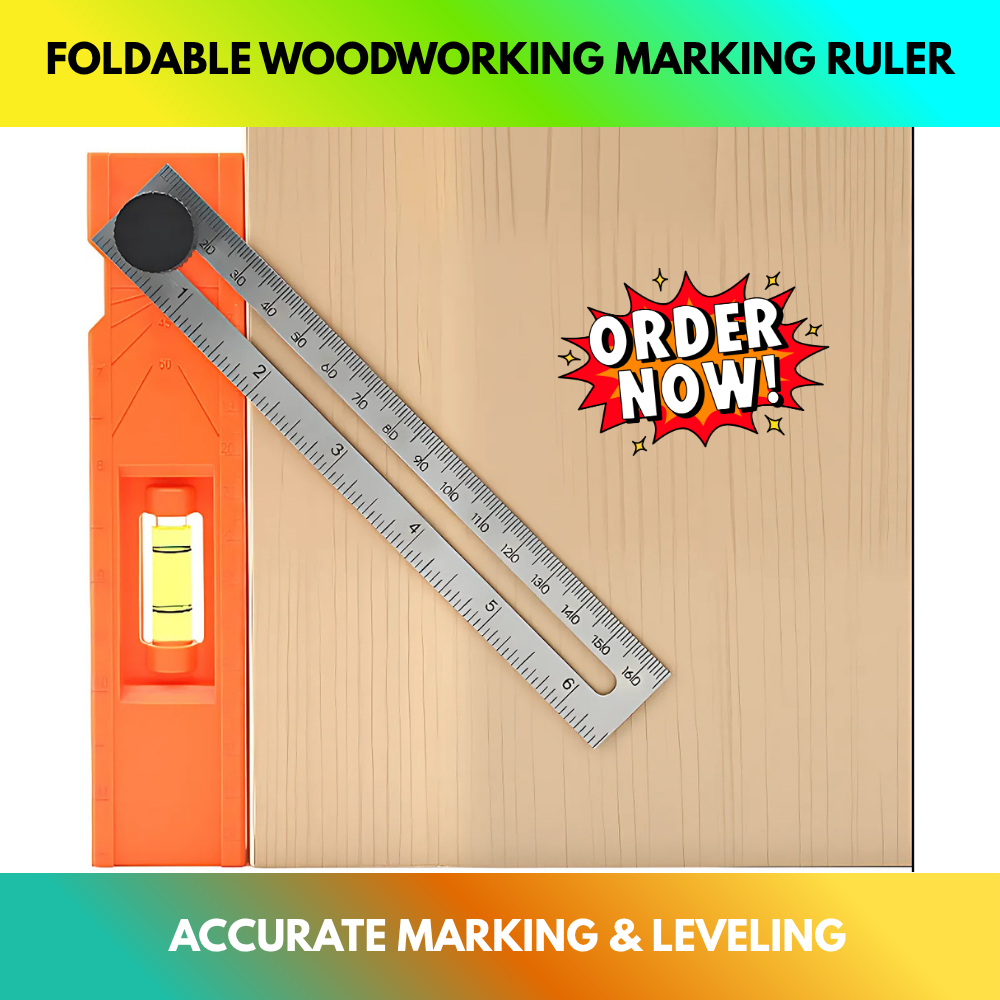 Foldable Woodworking Marking Ruler – Multifunction Measuring Tool – QMT