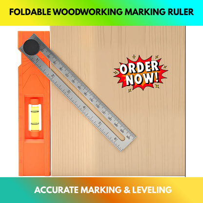 Foldable Woodworking Marking Ruler – Multifunction Measuring Tool