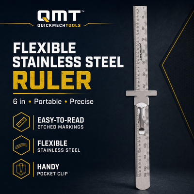 Flexible Stainless Steel Ruler, Easy-to-Read Etched Markings