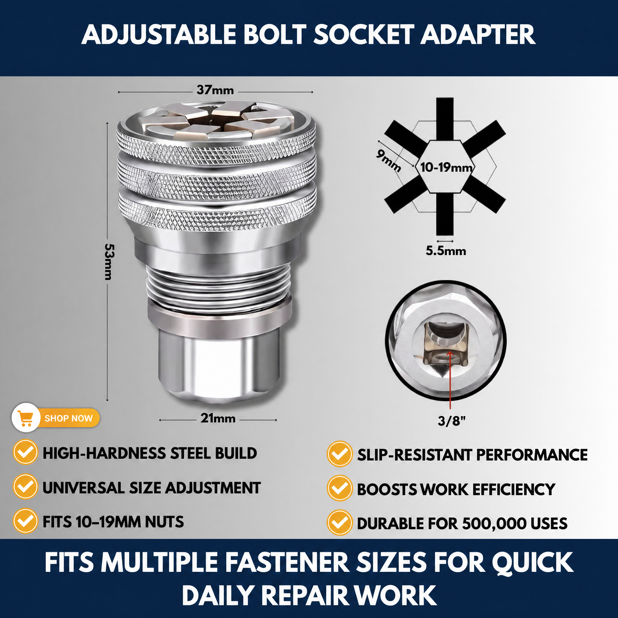 Adjustable Bolt Socket Adapter